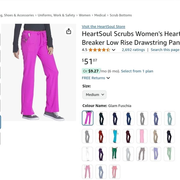 HEART & SOUL - Bright Pink Women's Medical Scrubs Super Soft Size Medium - Picture 7 of 8